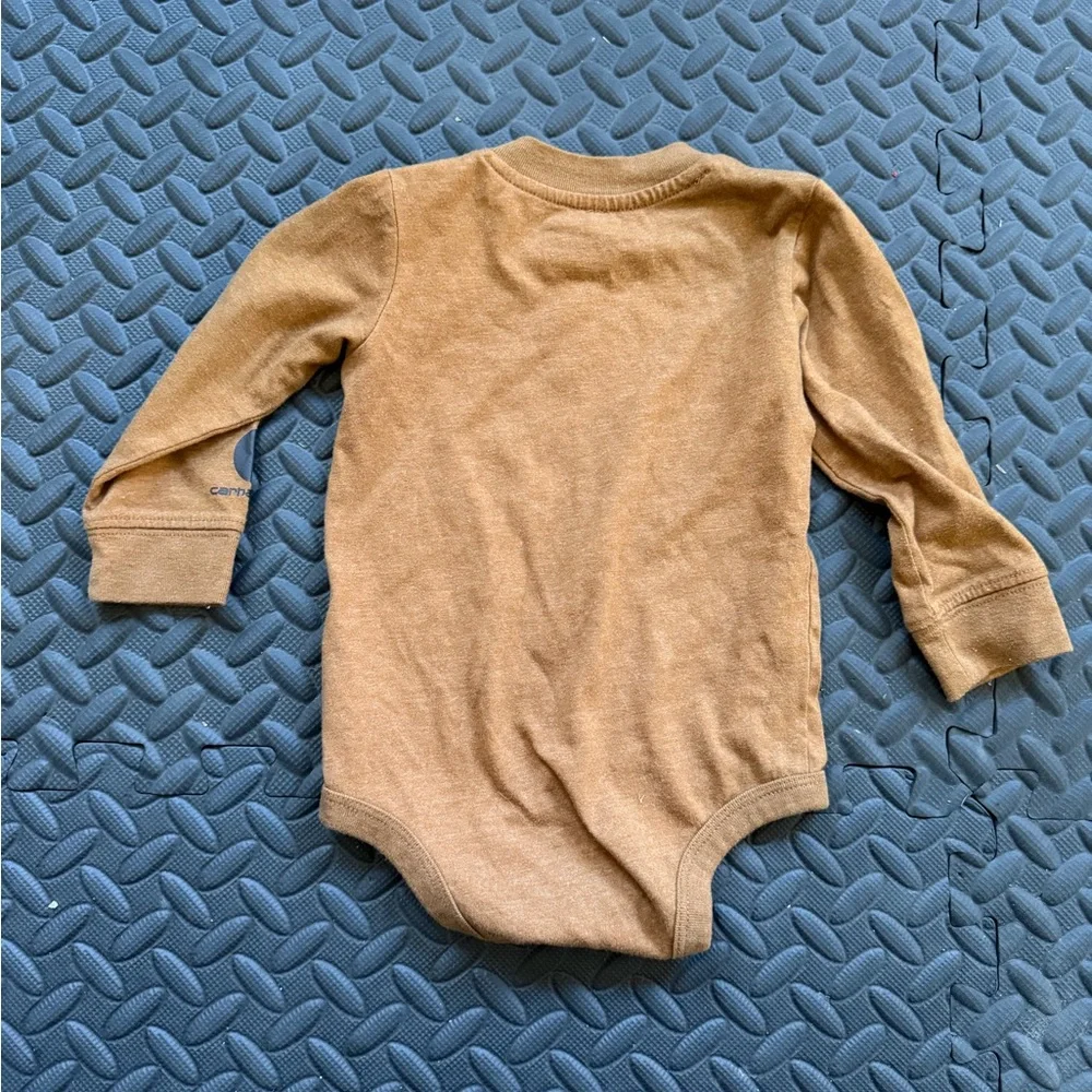 Carhartt Brown Infant Long-Sleeve Bodysuit with Logo